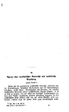 Aperçu über musikalischen Unterricht und musikalische Erziehung