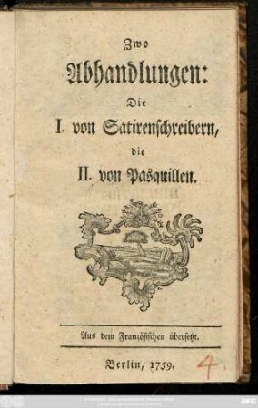 Zwo Abhandlungen ... : Aus dem Französischen übersetzt.