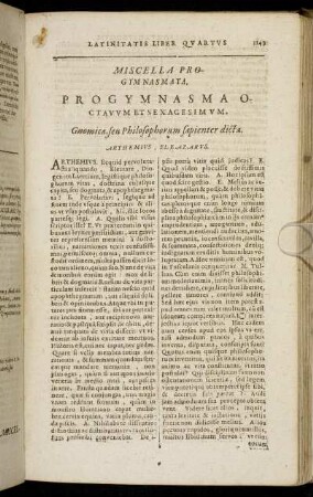 Miscella Progymnasmata. Progymnasma Octavum Et Sexagesimum. - Progymnasma Septimum Et Septuagesimum.