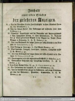 Innhalt eines ieden Stückes der gelehrten Anzeigen