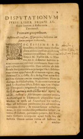 Disputationum Iuris Liber Primus Authore Ioanne a Reberteria Turonensi.