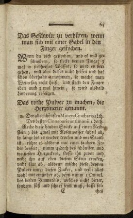 Das rothe Pulver zu machen, die Herztinctur genannt