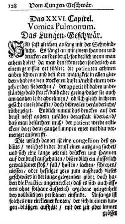 Das XXVI. Capitel. Vomica Pulmonum. Das Lungen-Geschwär.