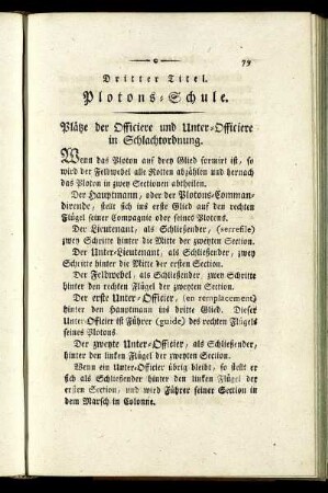 Plätze der Officiere und Unter-Officiere in Schlachtordnung.