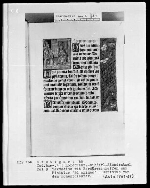 Stundenbuch — Christus vor dem Hohenpriester, Folio 9recto