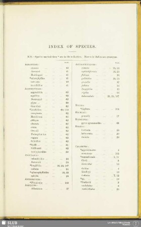 Index of species