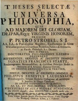 Theses Selectae Ex Universa Philosophia