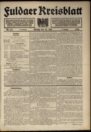 Ausgabe vom Montag, den 15. Juli 1912.