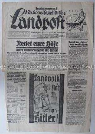 Sonderausgabe der Wochenzeitung "Nationalsozialistische Landpost" zur Reichstagswahl 1932