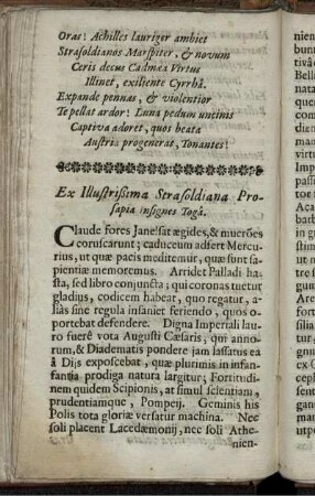 Ex Illustrißima Strasoldiana Prosapia insignes Toga