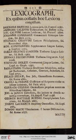 Lexicographi, ex quibus collatis hoc Lexicon congestum