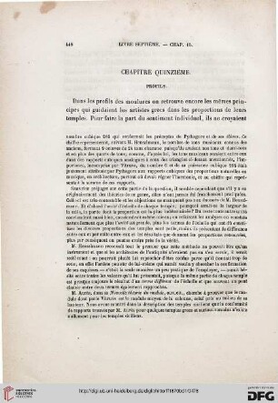 Chapitre quinzième. Profils