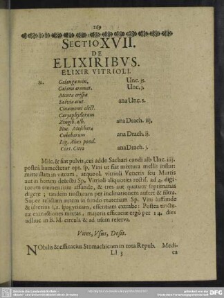 Sectio XVII. De Elixiribus