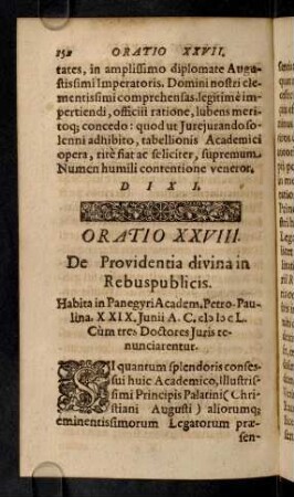 152-171, Oratio XXVIII. De providentia divana in Rebuspublicis