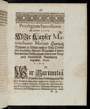 49-52 Privilegium Successionis de anno 1508