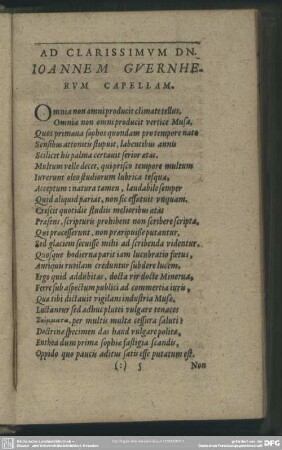 Ad Clarissimum Dn. Ioannem Guernherum Capellam