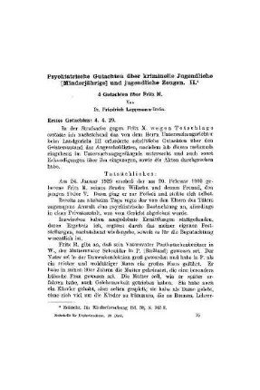 Psychiatrische Gutachten über kriminelle Jugendliche [Minderjährige] und jugendliche Zeugen : II.