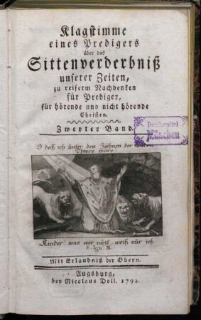 2: Klagstimme eines Predigers über das Sittenverderbniß unserer Zeiten. Zweyter Band
