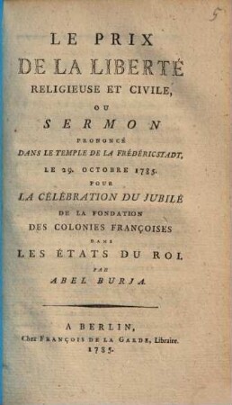 Le prix de la liberté religieuse et civile