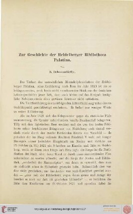 1: Zur Geschichte der Heidelberger Bibliotheca Palatina
