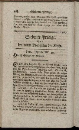 Siebente Predigt. Von den neuen Drangsalen der Kirche.