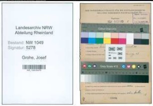 Entnazifizierung Josef Grohe , geb. 23.04.1910 (Verwaltungsangestellter)