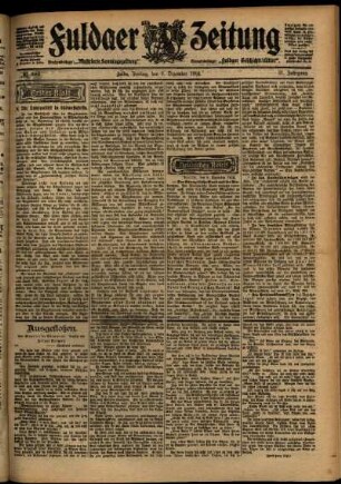 Erste Ausgabe vom Freitag, den 09. Dezember 1904.