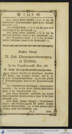 Kaiserl. Königl. V. Oest. Oberpostamtsverwaltung zu Freyburg.