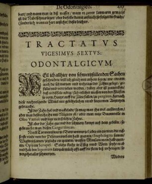 Tractatus Vigesimus Sextus. Odontalgicum.