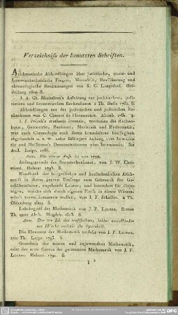 Verzeichniss der benutzten Schriften
