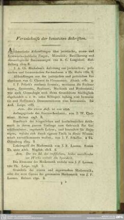 Verzeichniss der benutzten Schriften