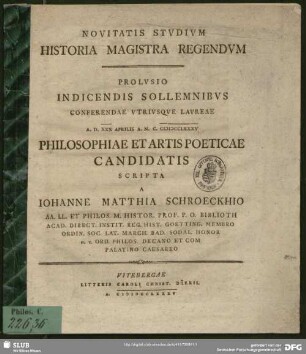 Novitatis Studium Historia Magistra Regendum