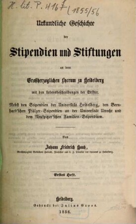 Jahresbericht über das Großh. Lyceum zu Heidelberg : am Schlusse d. Schuljahres .... 1855/56, Beil.