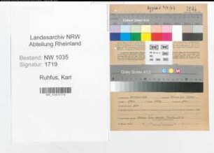 Entnazifizierung Karl Ruhfus , geb. 31.10.1890 (Kaufmaennischer Angestellter)