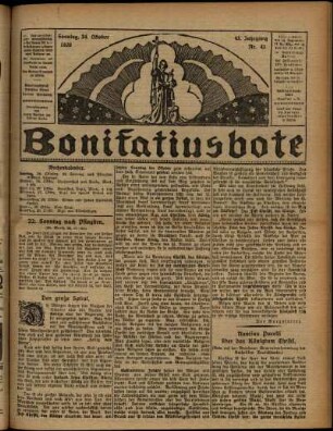 Erste Ausgabe vom Sonntag, den 24. Oktober 1926.