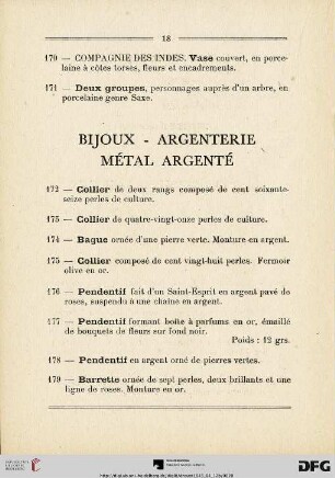 Bijoux-Argenterie Mètal Argentè (Nr. 172-229)