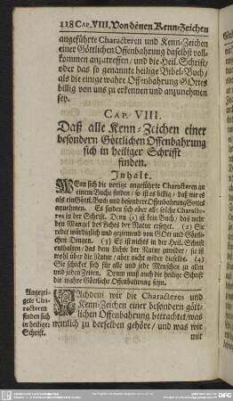 Cap. VIII. Daß alle Kenn-Zeichen einer besondern Göttlichen Offenbahrung sich in heiliger Schrifft finden