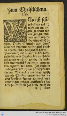 Zum Christlichen Leser.