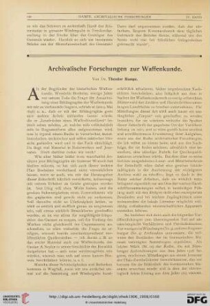 4: Archivalische Forschungen zur Waffenkunde, [1]