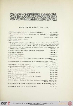 Arbeiten in Eisen und Zinn (Nr. 610-669)