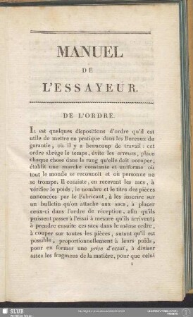 De L'Ordre