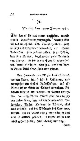 31. - Neapel, den 19ten Jenner 1781.