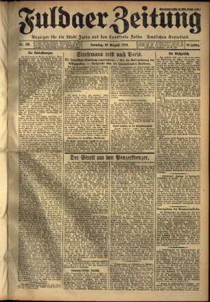 Erste Ausgabe vom Sonntag, den 19. August 1928.