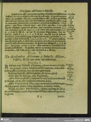 Cap. V. De divisionibus Actionum à Subjecto Activo, Passivo, & Utroque simul descendentibus