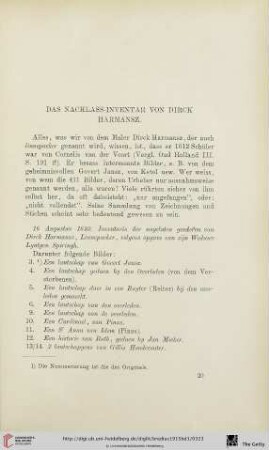 Das Nachlass-Inventar von Dirck Harmansz