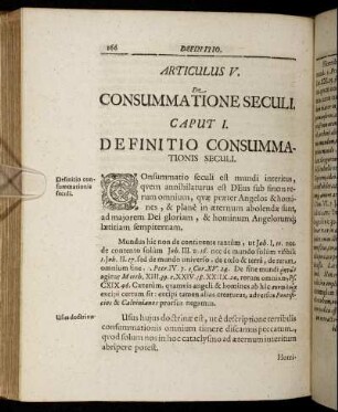 Articulus V. De Consummatione Seculi.