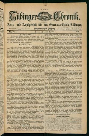 10. Dezember (Nro. 277) - 18. Dezember (Nro. 280)