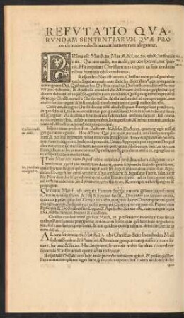 Refutatio Quarundam Sententiarum ...
