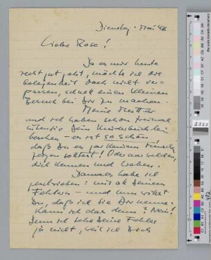 Brief an Rosemarie Clausen