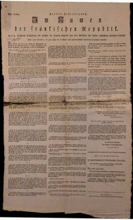 Ratifizierung des zwischen Frankreich und Baden geschlossenen Friedens vom 22.8.1796 (mit badischer Ratifizierung vom 26.10.1797, gedr. von. F.G. Levrault, Straßburg)